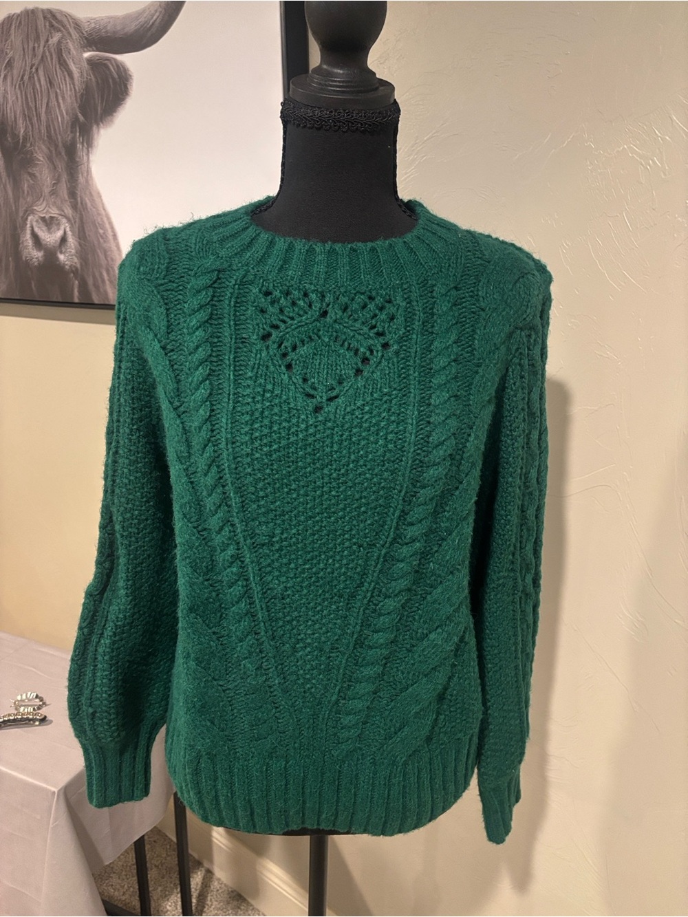 Talbot’s Green Cable Knit Crewneck Sweater - Women